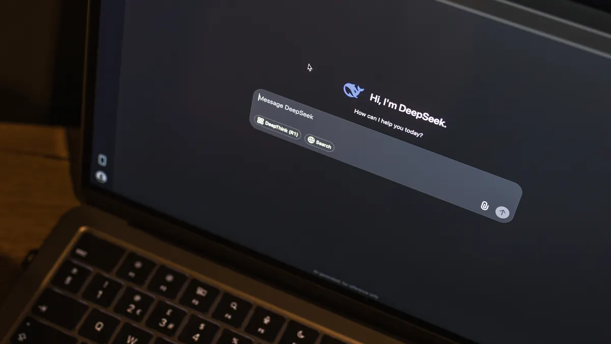 Laptop screen with an AI chat assistant interface