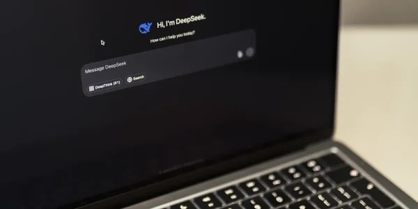 Laptop showing an AI chat interface