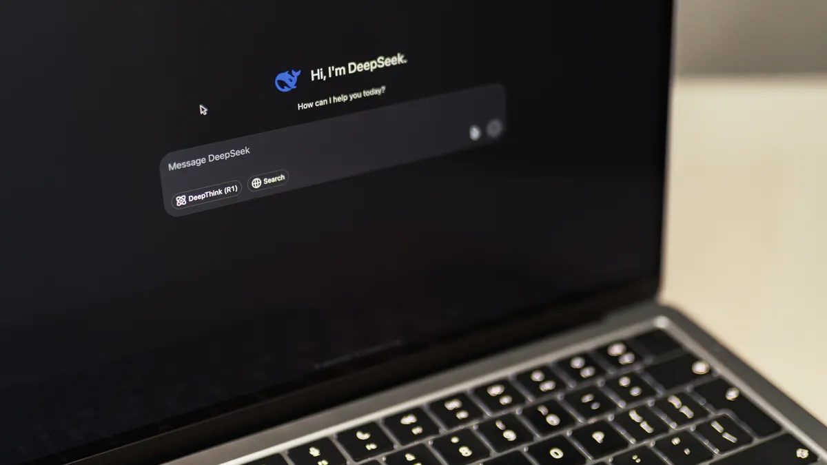 Laptop showing an AI chat interface