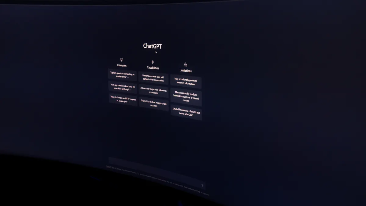 ChatGPT interface on a dark screen